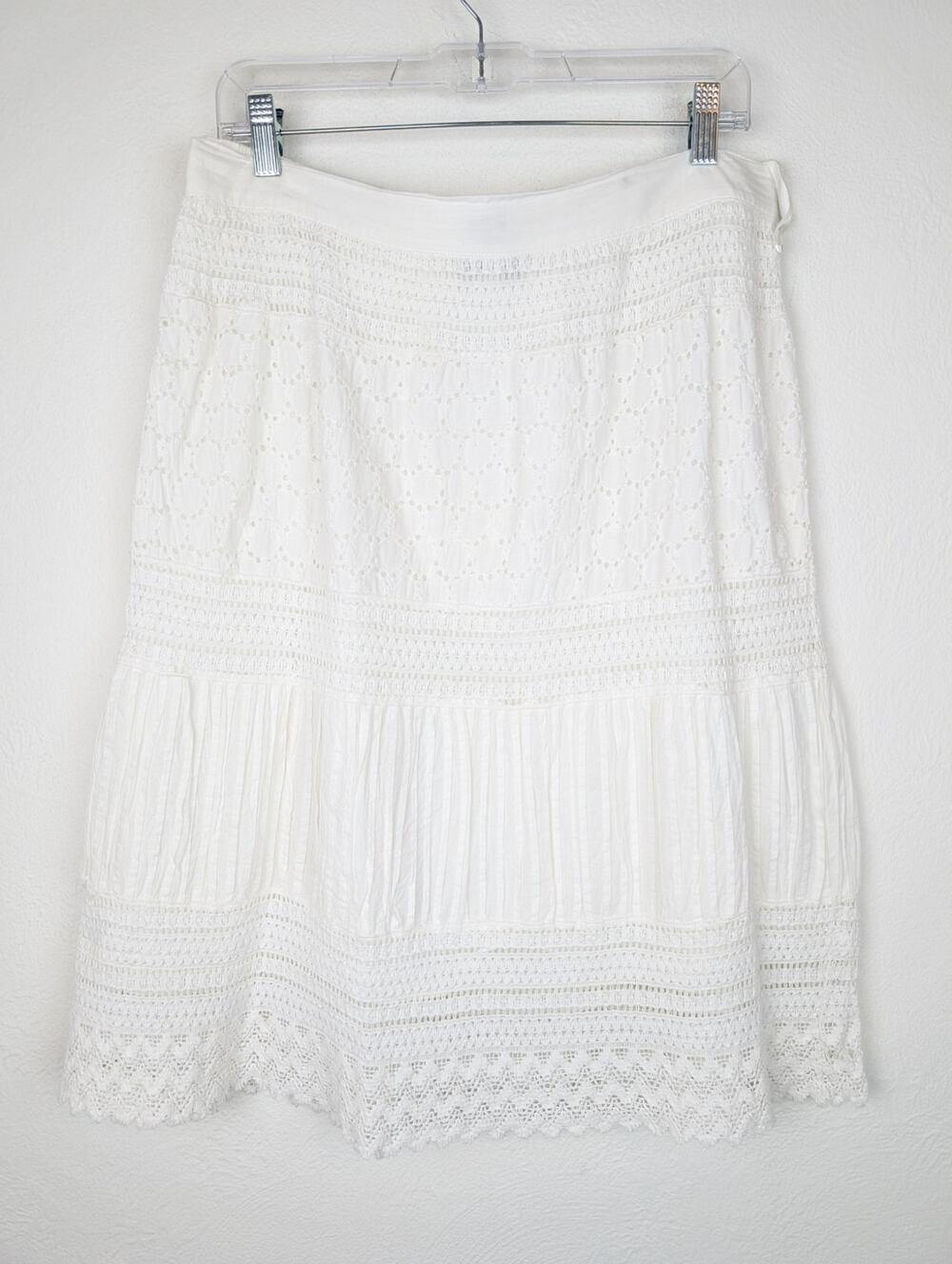 Surrale Skirt Embroidered Lace Pleated Eyelet Coquette Crochet Y2K White Size XL
